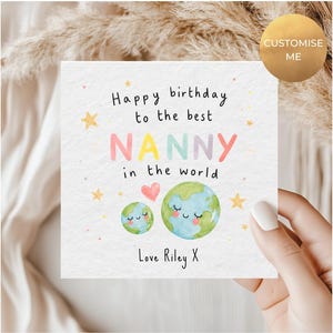 Nanny Geburtstagskarte, beste Nanny der Welt Karte, personalisierte Karte für Nanny, Karten für sie, Oma Karte Bild 2
