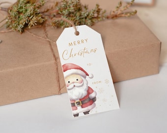 Santa Christmas Gift Tags, Printable Festive Gift Labels, Blank Template, Gift Tags for Children