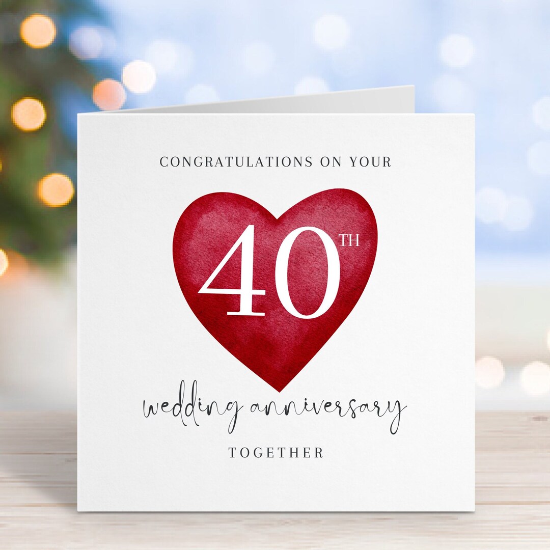 Ruby Anniversary Card, 40th Anniversary Card for Parents / Grandparents ...