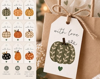 Etiquetas de regalo de otoño imprimibles / Etiquetas de regalo de calabaza / Etiquetas imprimibles de otoño / Lindas etiquetas de regalo de calabaza / Descarga instantánea / Etiquetas para fiestas de otoño