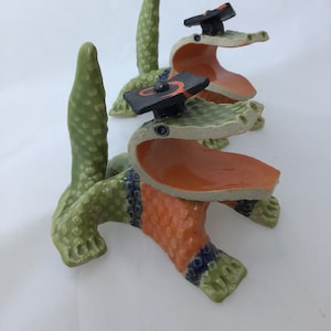 Florida Alligator graduiert, handgemachter Ton, Visitenkartenhalter