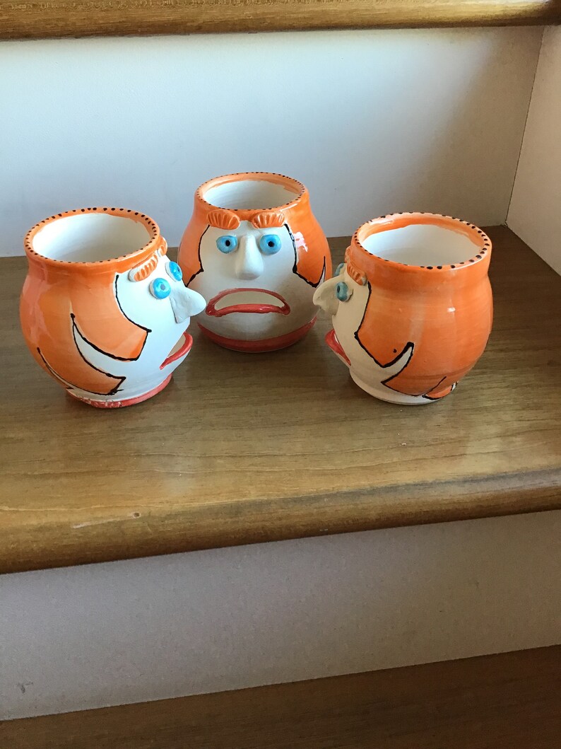 Egg separator face handmade ceramic cup Etsy