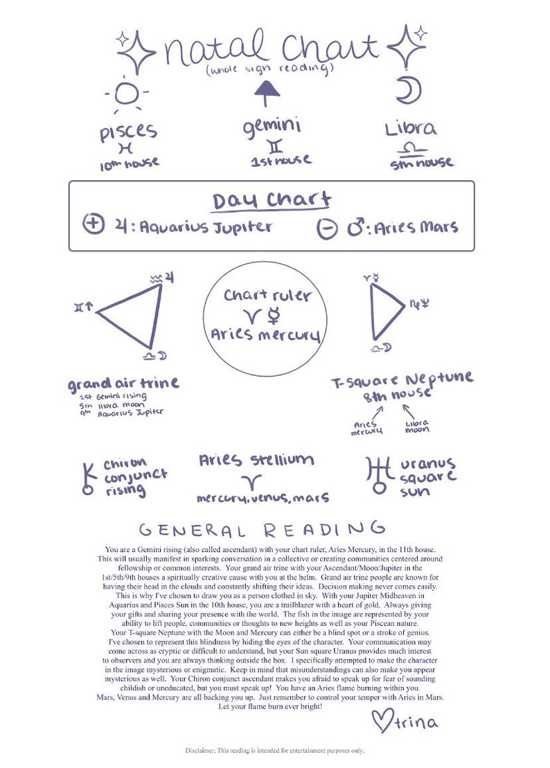 Illustrated Birth Chart Reading digital art commission image 3