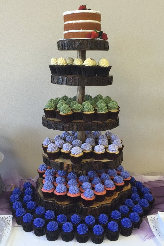 5 Tier Cupcake Stand Rustic Log Slice Cupcake Stand Etsy