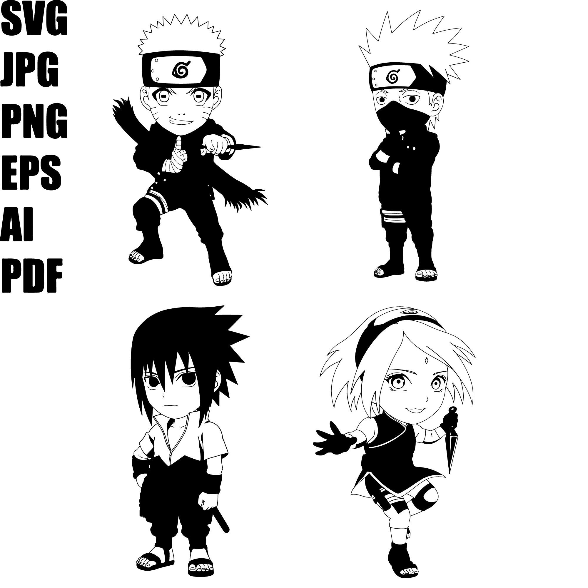 Naruto Team 7 SVG Bundle Anime svg file download Manga SVG Etsy