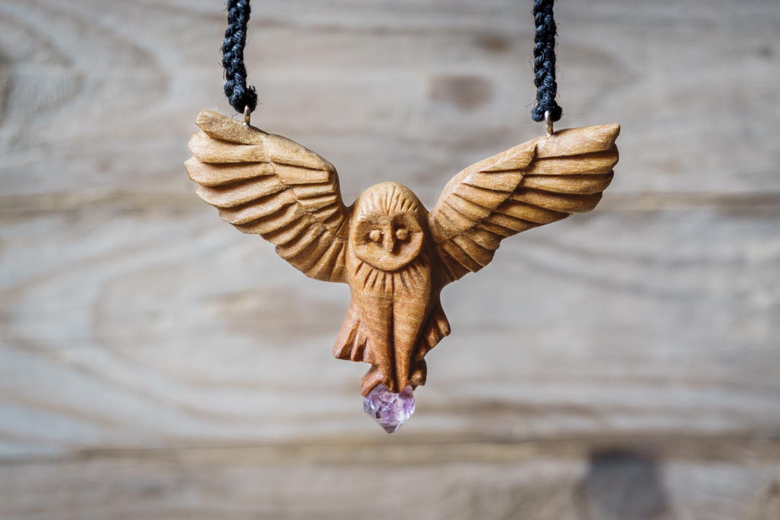 Owl Wooden Necklace Owl Pendant Wooden Pendant Jewelry Etsy