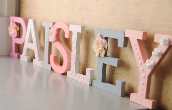 Standing Letter Name Hand Painted And Decorated Wooden Etsy