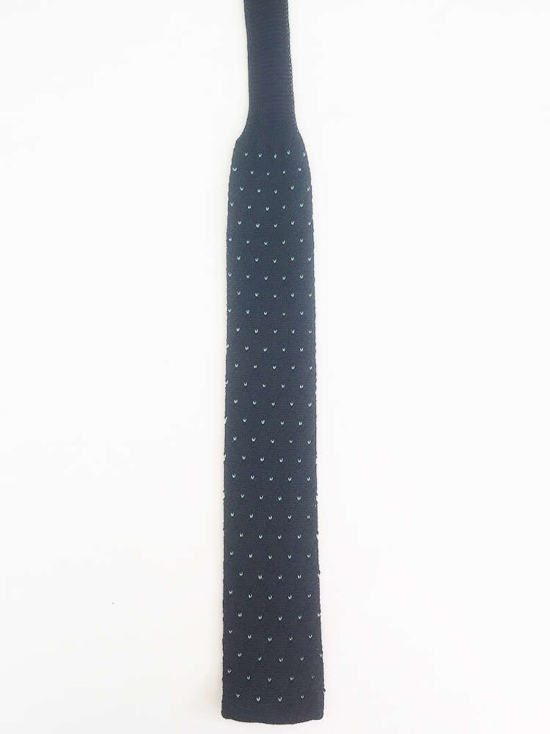 Skinny Black Tie Men's Slim Ties, Knit Tie, Flat Bottom Tie, Black