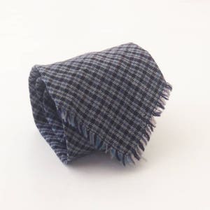 Wool tie, plaid tie, blue tie, cool tie, awesome tie, men&#39;s ties, 1970s, unusual necktie