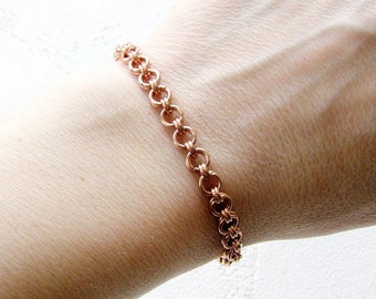 Handmade Copper Chainmail Bracelet, Rustic Unisex Jewelry
