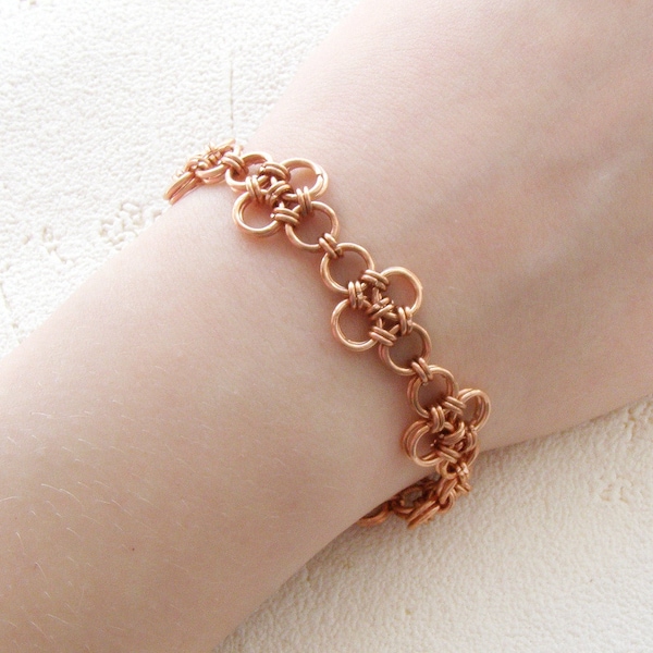 Made in Ukraine pure copper bracelet Simple link chain Circle chain bracelet Chainmail jewelry bracelet Womens copper jewelry lace bracelet