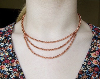 Pure copper multi chains Multi strand necklace Multi layer necklace Therapy jewelry Simple thin delicate layered necklaces Layering necklace