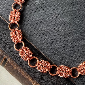 Handmade Copper Byzantine Necklace: Chunky Chainmail Link Necklace