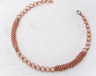 Multi chains choker Pure copper chunky necklace Multi layer necklace Mixed thick and thin chains Copper gift for her Eco friendly jewelry