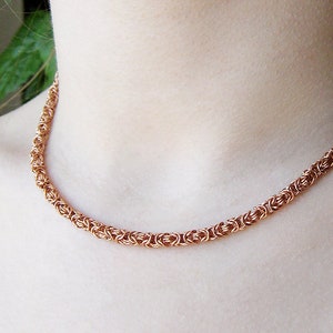 Made in Ukraine Delicate Copper thin chain. Womens copper gift. Chain link necklace. Chainmail jewelry. Copper anniversary gift. choker Cube