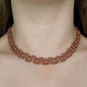 Pure copper chain necklace Medieval jewelry Chainmail jewelry Bold chunky chain choker Link chain necklace Boho jewelry Vintage style chain
