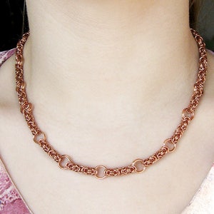 Handmade copper necklace Thick chainmail chain Copper jewelry Bold chunky chain Copper anniversary gift ideas Pendant chain Link chain