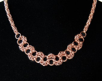 Pure Copper Chain Necklace Medieval Jewelry Chainmail Jewelry Bold