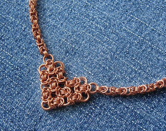 Made in Ukraine Copper heart necklace Valentines gift for 7th Wedding anniversary gift for women Handmade copper womens chain Heart charm
