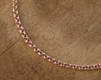 Copper chain necklace 4 mm Simple chain for pendant Chainmail necklace Pure copper Delicate dainty chain for men and women Therapy jewelry