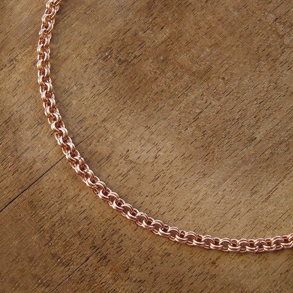 Copper chain necklace 4 mm Simple chain for pendant Chainmail necklace Pure copper Delicate dainty chain for men and women Therapy jewelry