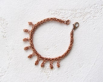 Chain Jewelry White Bead Bracelet 7th Anniversary Gift Multistrand Bracelet Copper Accessories Copper Chain Bracelet Boho Bracelet