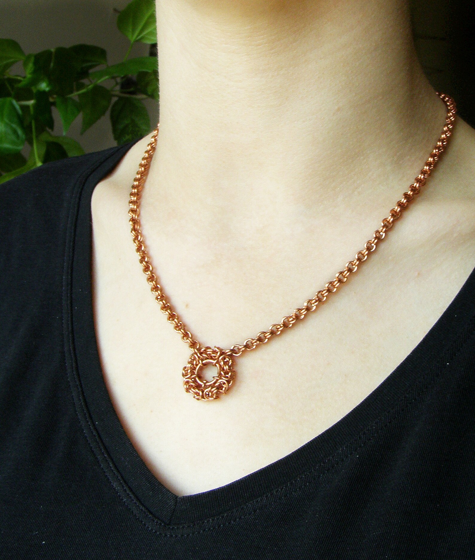 Womens Pure Copper Necklace Copper Chain With Chain Circle Etsy