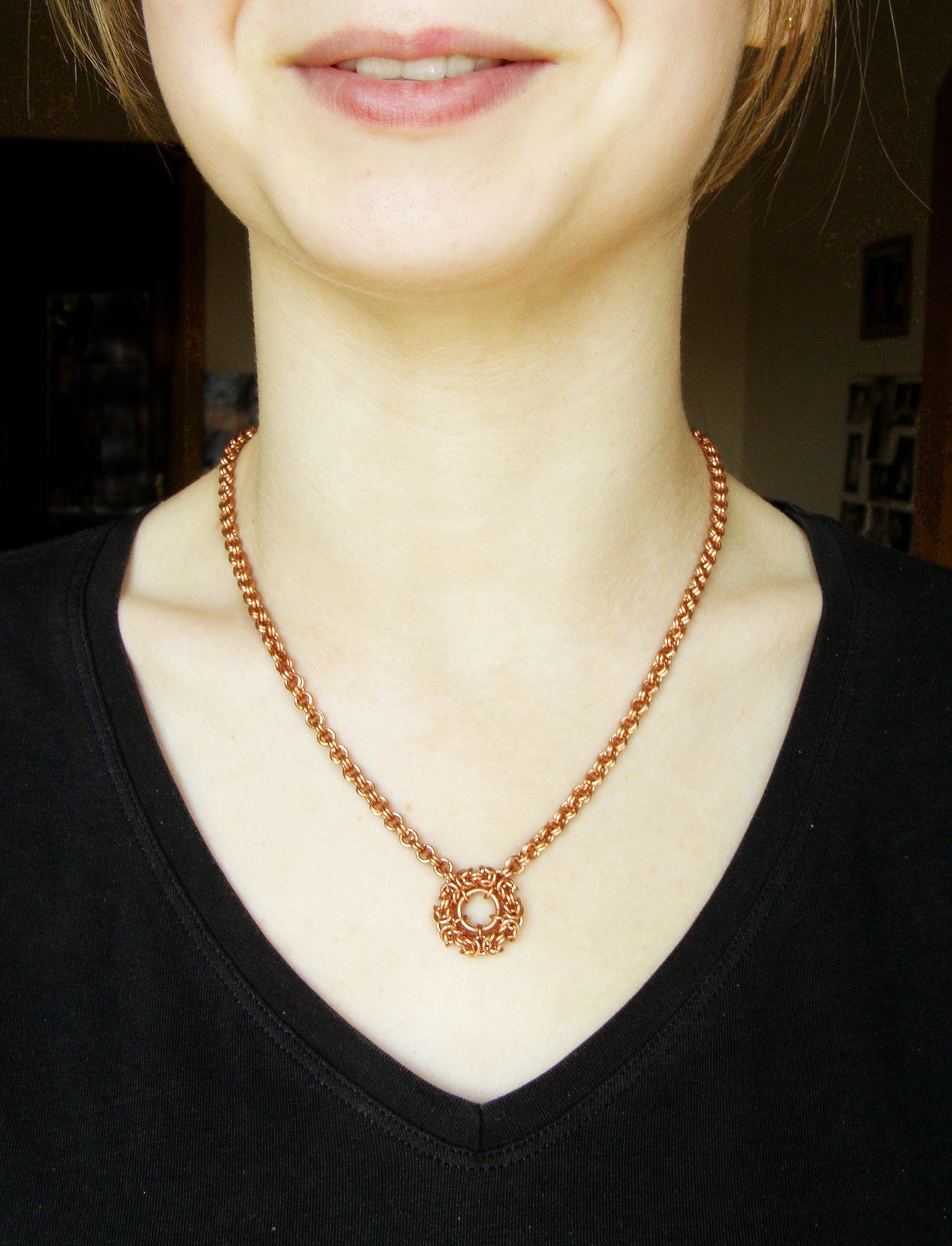Womens Pure Copper Necklace Copper Chain With Chain Circle Etsy