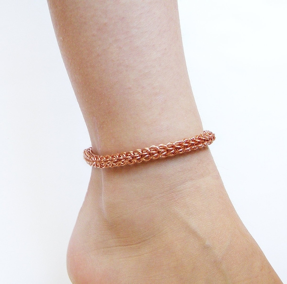 Pure copper chain anklet Mens and womens boho anklet Just Etsy