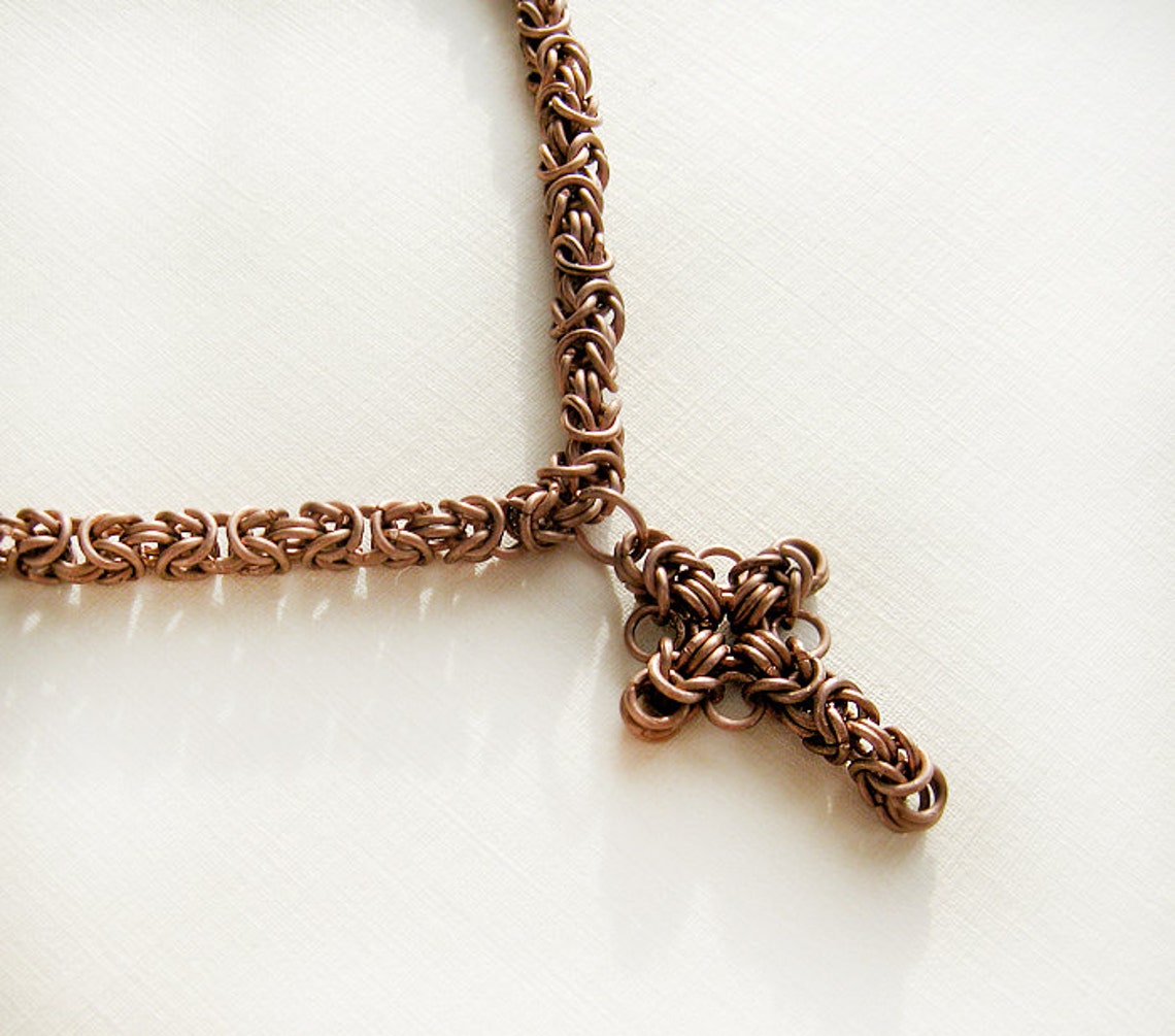 Mens large cross pendant Copper cross necklace Gift for men | Etsy