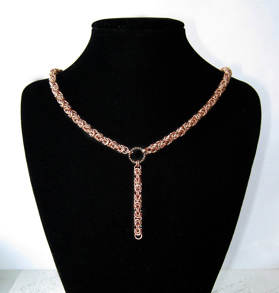 Unisex copper chainmaille necklace Chainmaile cooper necklace Jewelry for women and man Unisex jewelry Boho unisex choker Byzantine necklace