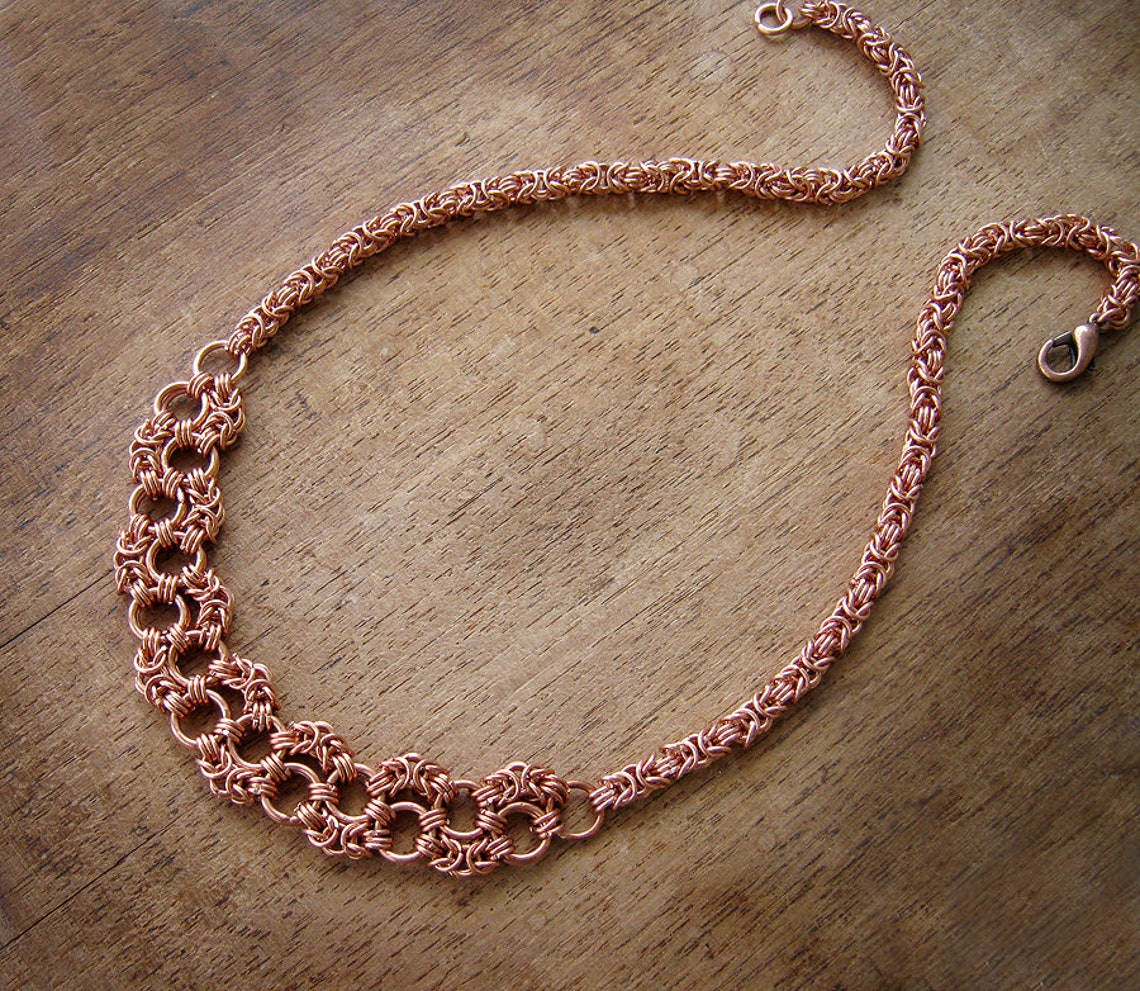 Womens solid copper necklace Vintage style jewelry Chain link Etsy