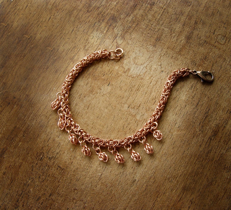 Pure Copper Chain Bracelet Chainmail Balls Charm Bracelet Etsy