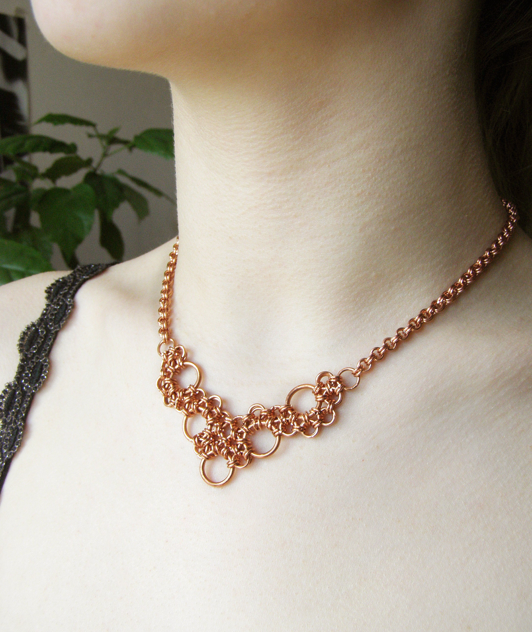 Medieval Womens Necklace Pure Copper Necklace Chain Link Lace Etsy