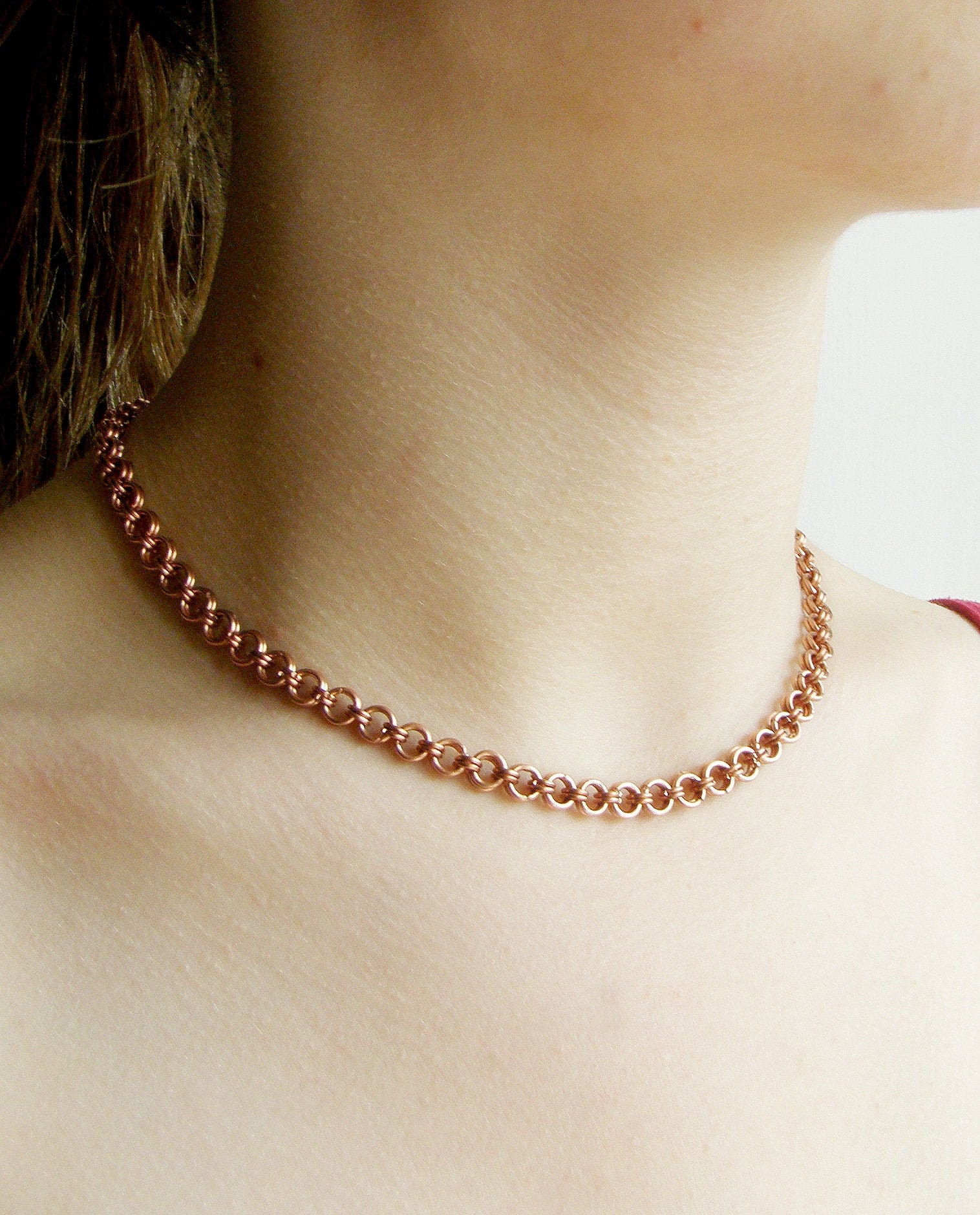 Pure Copper Chain Necklace Medieval Jewelry Chainmail Jewelry Bold