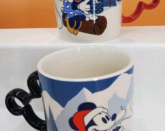 Tazas navideñas grandes de Mickey y Minnie Mouse de Disney con asas oficiales