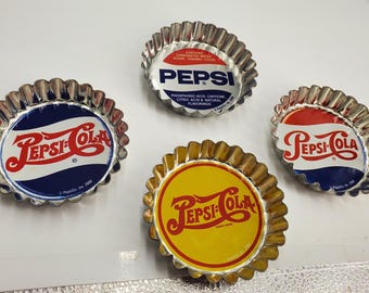 Vintage PEPSI-COLA Collectible Advertising tin bottle cap coasters set  4 (C17)