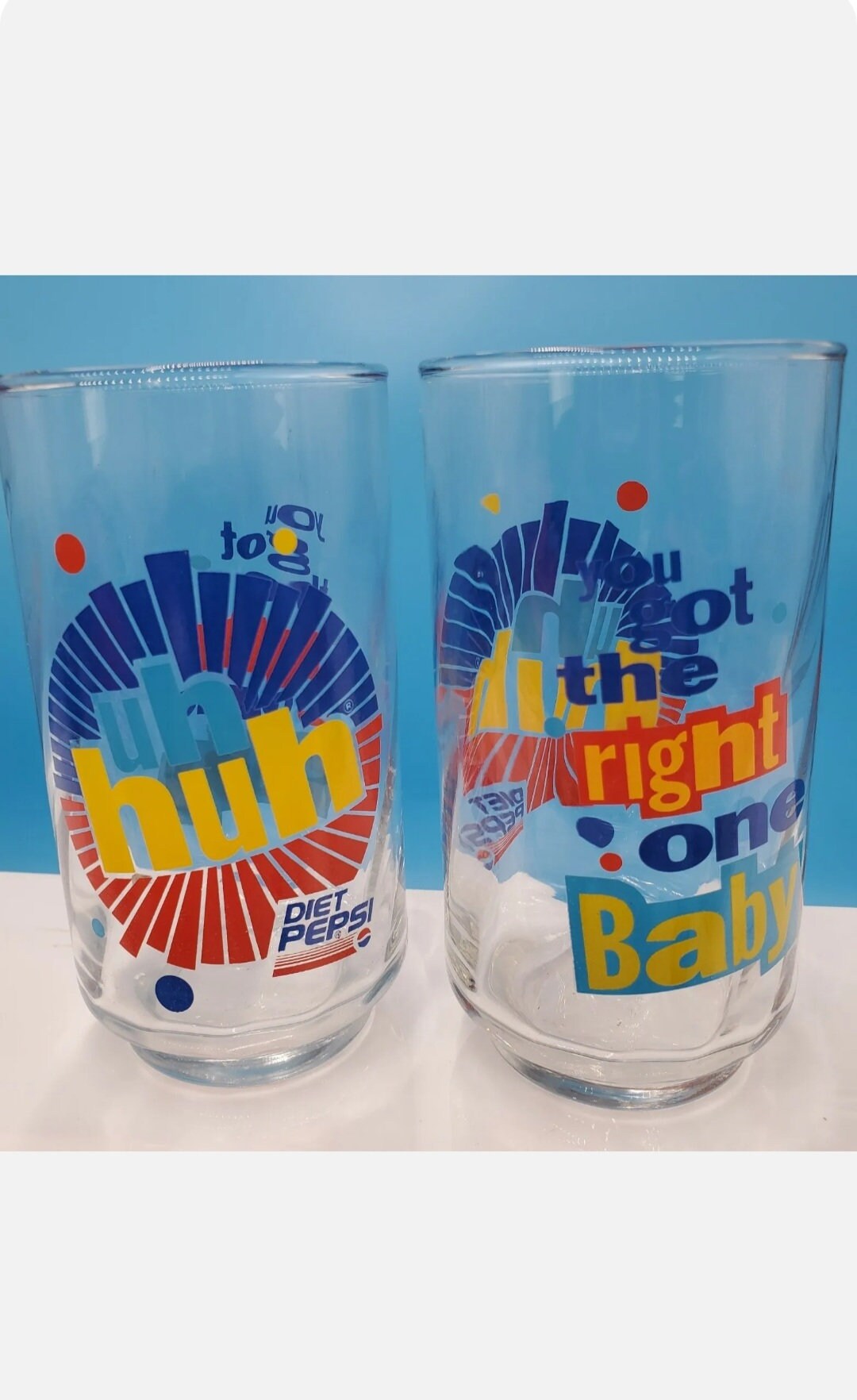 Vintage Diet Pepsi Glass Set Ray Charles Promo You Got the Right One