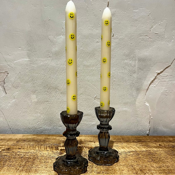 Handpainted Smiley Face Candlestick