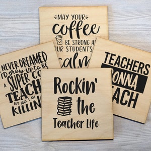 Teacher Gift Coaster Set Student Teaching Thank You Gift Wood Coasters ...