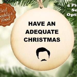 Ron Swanson Christmas Ornament Parks and Recreation Christmas Ornament Ron Swanson Parks and Recreation Ornaments - Adequate - 4pc set avail