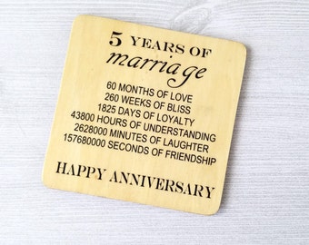 Anniversary Gift Fifth Anniversary Wood Anniversary Traditional Anniversary Gift Wood Gift 5th Anniversary Five Year Anniversary Present