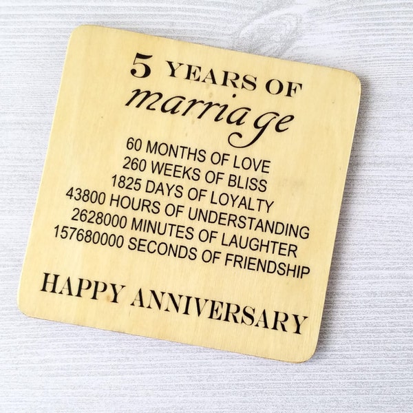 Anniversary Gift Fifth Anniversary Wood Anniversary Traditional Anniversary Gift Wood Gift 5th Anniversary Five Year Anniversary Present