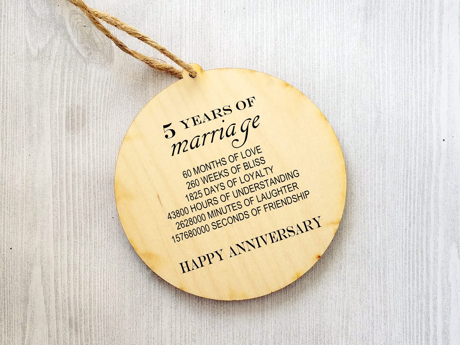 Five Year Anniversary Gift Wood Gift for Fifth Anniversary Fifth ...