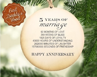 Five Year Anniversary Gift Wood Gift for Fifth Anniversary Fifth Wedding Anniversary Present Wood Anniversary Five Years Married Gift