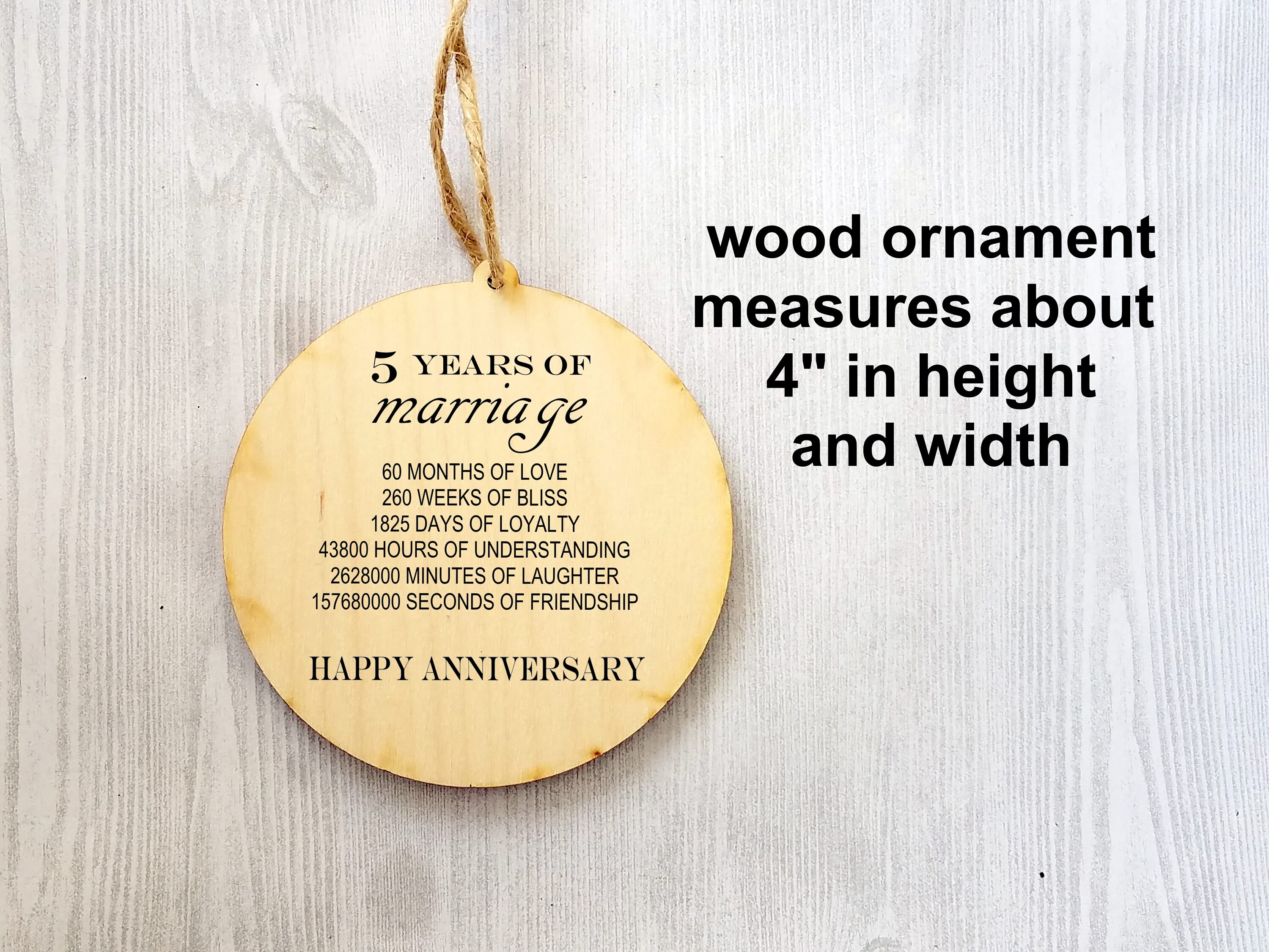 Five Year Anniversary Gift Wood Gift for Fifth Anniversary Fifth ...