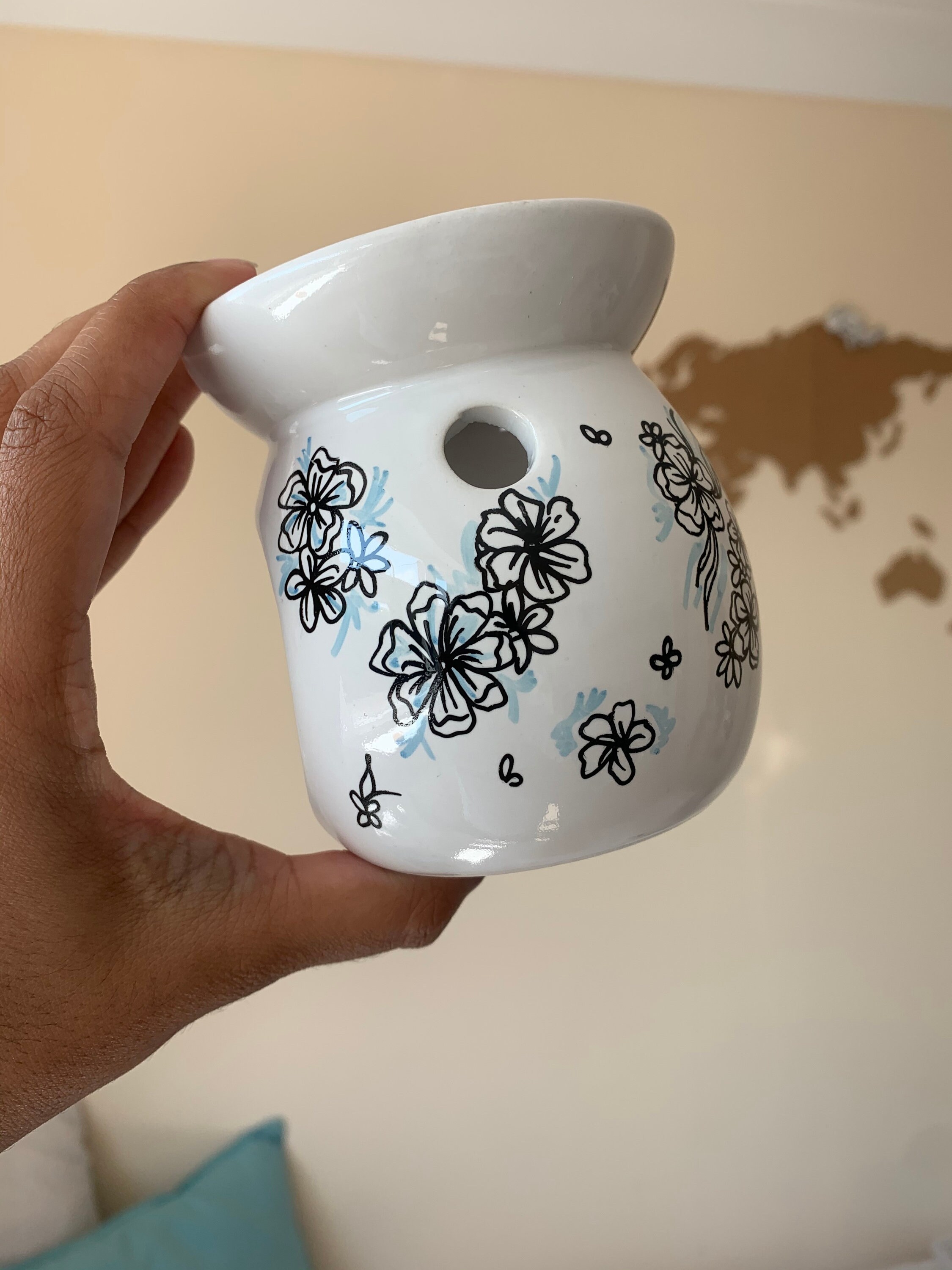 Hand made illustrated oil/wax burner square white disney Etsy