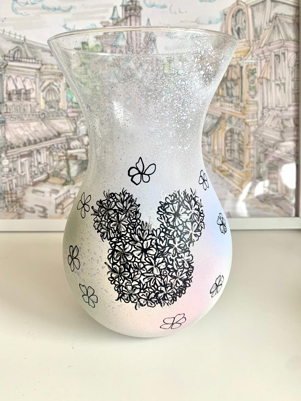 Mickey Mouse inspired floral bouquet Vase home decor pastel Etsy
