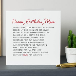Birthday Card for Mum | Personalised Happy Birthday Mum Card | Wonderful Mum | Card for Mum | Add personalised message inside