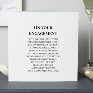 Engagement Card, Engagement poem for couple, Add a personalised message inside